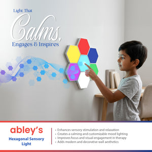 Abley's Hexagon Touch-Activated Wall Lights – USB Rechargeable Modular LED Panels (Set of 6)