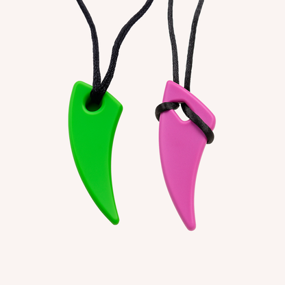 Sensory Chew necklace | Saber Tooth | Pack of 2 | 100% Safe BPA Free Silicone Teether | Oral Motor