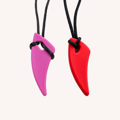 Sensory Chew necklace | Saber Tooth | Pack of 2 | 100% Safe BPA Free Silicone Teether | Oral Motor