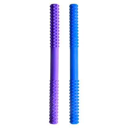 Sensory Chew Tube | Hollow, Dual Texture | Pack of 2 | 100% Safe BPA Free Silicone Teether | Oral Motor