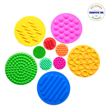 Sensory Floor Mats – Round Shape for Tactile Stimulation Therapy | Set of 10 (5 Large, 5 Small) | Ideal for Autism, ADHD, and Sensory Integration in Clinics, Classrooms, or Home Use