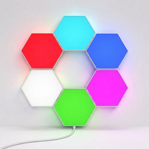 Abley's Hexagon Touch-Activated Wall Lights – USB Rechargeable Modular LED Panels (Set of 6)