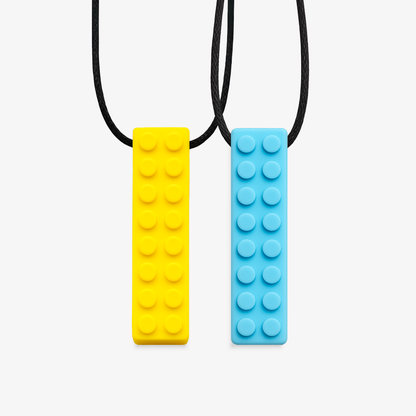 Sensory Chew necklace | Building Blocks |Pack of 2 | 100% Safe BPA Free Silicone Teether