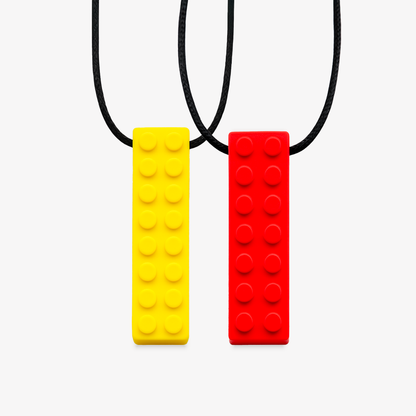 Sensory Chew necklace | Building Blocks |Pack of 2 | 100% Safe BPA Free Silicone Teether