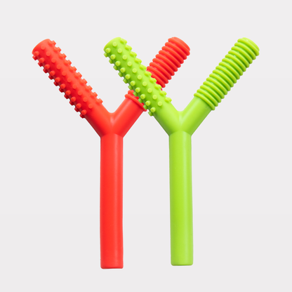 Sensory Y Shaped Chew Tube | Dual Texture | Oral Motor Skills | 100% Safe BPA Free Silicone -  Pack of 2